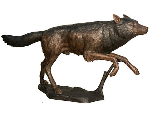 Running Wolf sculptures bronze wolves statuary wildlife statues life size
